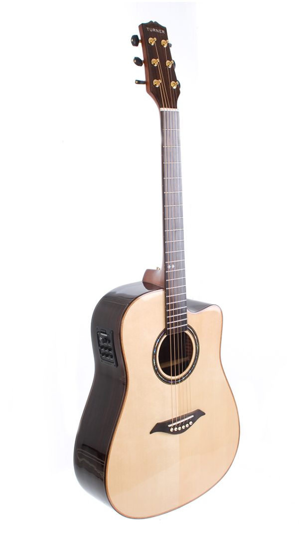 3-4 view of Turner Guitars 80CE solid rosewood electro-acoustic guitar with solid spruce top
